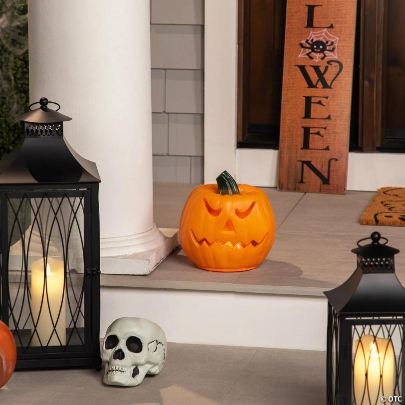Northlight 9.75" Orange and Green Animated Double-Sided Pumpkin Halloween Decor