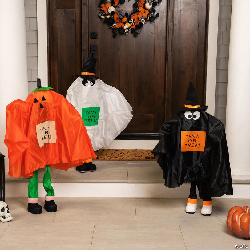 Northlight Set of 3 Ghost, Pumpkin and Bat 36" Standing Halloween Kid Figures