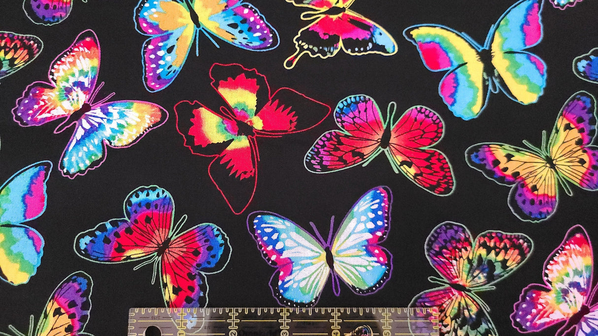 Quilting Cotton Tie Dye Butterflies 100% Cotton