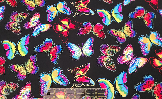 Quilting Cotton Tie Dye Butterflies 100% Cotton