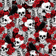 Quilting Cotton Bones & Roses Halloween Fabric