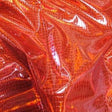 Red Nuevo iridescent Holographic Embossed Crocodile Vinyl Fabric,