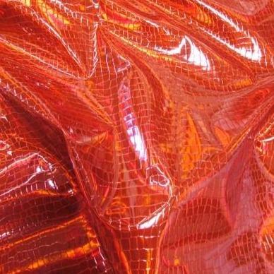Red Nuevo iridescent Holographic Embossed Crocodile Vinyl Fabric,