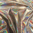 Steel Nuevo iridescent Holographic Embossed Crocodile Vinyl Fabric,