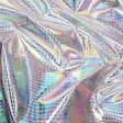 Silver Nuevo iridescent Holographic Embossed Crocodile Vinyl Fabric,