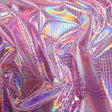 Pink Nuevo iridescent Holographic Embossed Crocodile Vinyl Fabric,
