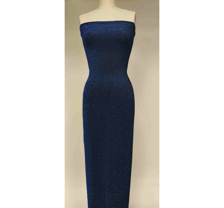 Nylon With Lurex NOL-2323 Nylon Fabric - Black/Royal, 58/60" Width (1 Yard)