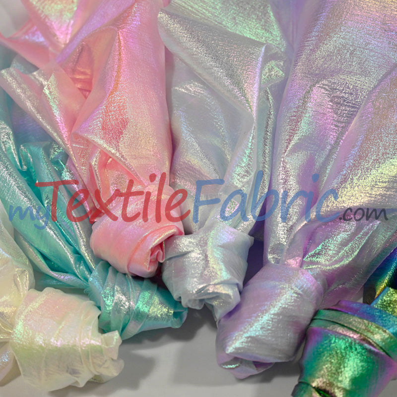 Oasis Hologram Polyester Fabric - Iridescent Sheer Organza, 58/60" Width, White, Pink, Baby Blue, Turquoise, Lavender, Black (1 Yard)