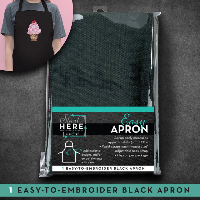 Embroidery Blank Apron Black 34in x 27in