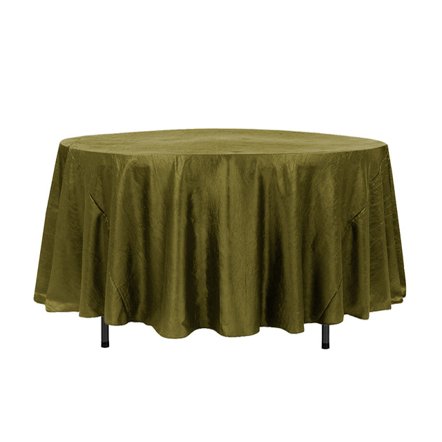 108″ Olive Crinkle Crushed Taffeta Round Tablecloth