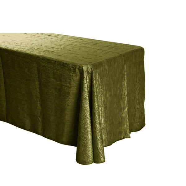 Olive Crinkle Crushed Taffeta Rectangular Tablecloth 90 x 132″