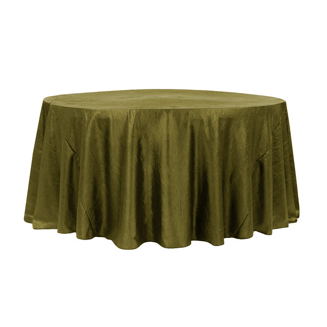 120″ Olive Crinkle Crushed Taffeta Round Tablecloth