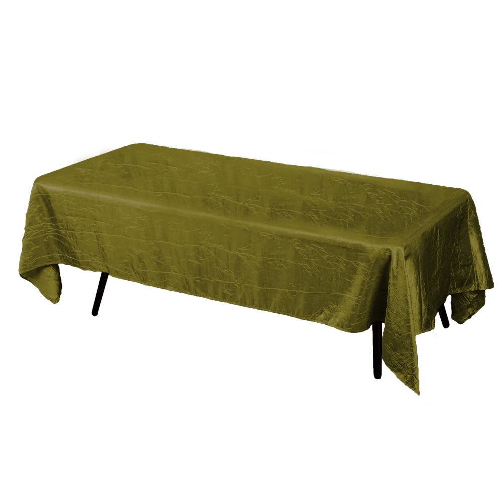 Olive Crinkle Crushed Taffeta Rectangular Tablecloth 60 x 126″