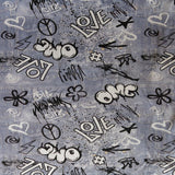 Cotton Lycra Jersey Knit Fabric OMG Graffiti Print