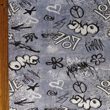 Cotton Lycra Jersey Knit Fabric OMG Graffiti Print