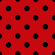 1″ One Inch Black Polka Dot on Red Poly Cotton Fabric,