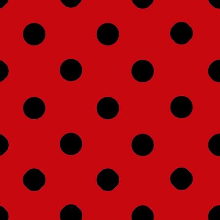 1″ One Inch Black Polka Dot on Red Poly Cotton Fabric,