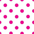 1″ One Inch Fuschia Dots on White Poly Cotton Fabric