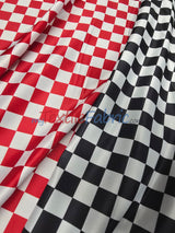 Checkered Satin Fabric - Racing Flag Pattern, Black And White Or Red And White, 58/60" Width (1 Yard)