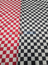 Checkered Satin Fabric - Racing Flag Pattern, Black And White Or Red And White, 58/60" Width (1 Yard)