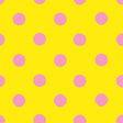 1″ One Inch Pink Polka Dot on Yellow Poly Cotton Fabric,