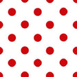 1″ One Inch Red Polka Dot on White Poly Cotton Fabric,