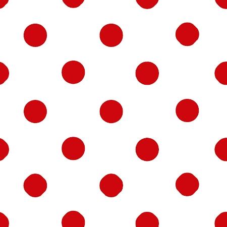 1″ One Inch Red Polka Dot on White Poly Cotton Fabric,