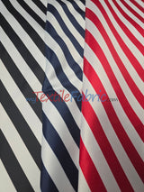 1 Inch Stripe Satin Print Lamour Satin Fabric - Black White 1 Inch Stripe, 58/60" Width (1 Yard)