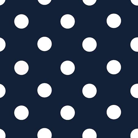 1″ One Inch White Polka Dot on Navy Poly Cotton Fabric