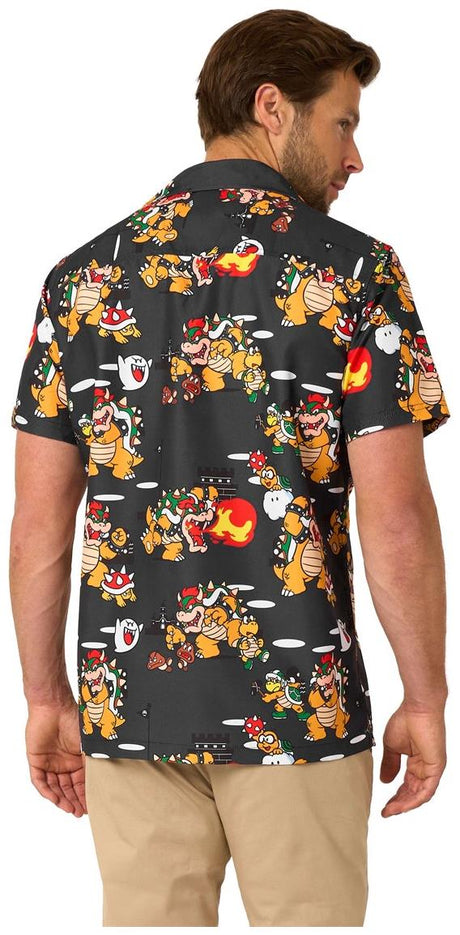 RADYAN Bowsers Mayhem Men's Hawaiian Shirt - Fun Tropical Print Shirt product image showing the product clearly