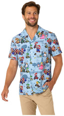 RADYAN Mario Kart Men's Hawaiian Shirt - Colorful Summer Print Shirt product image showing the product clearly