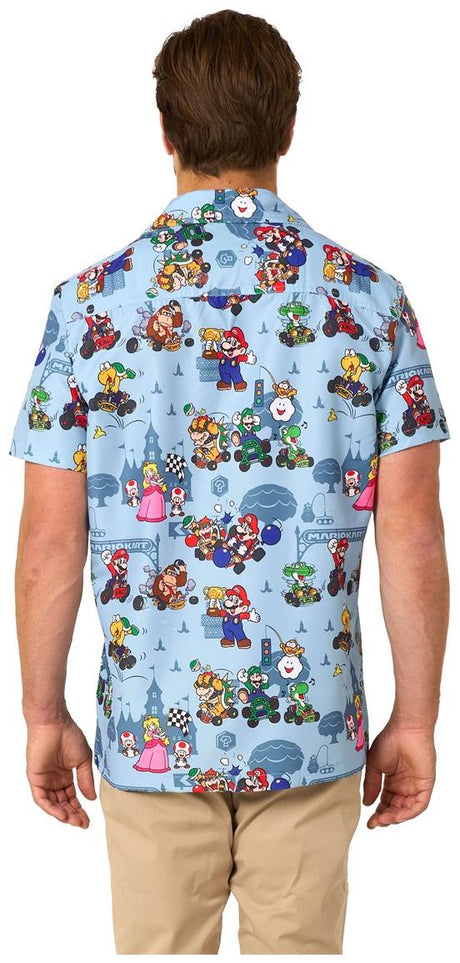 RADYAN Mario Kart Men's Hawaiian Shirt - Colorful Summer Print Shirt product image showing the product clearly
