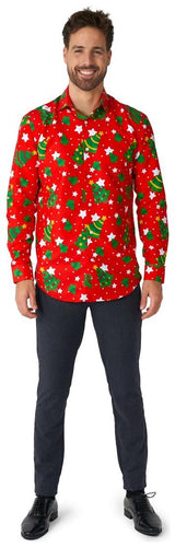 Suitmeister Men's Shirts Christmas Trees Stars Red