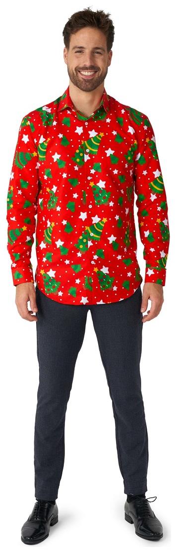 Suitmeister Men's Shirts Christmas Trees Stars Red
