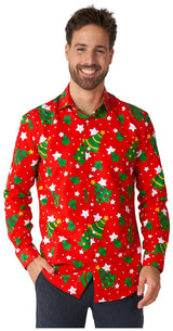 Suitmeister Men's Shirts Christmas Trees Stars Red