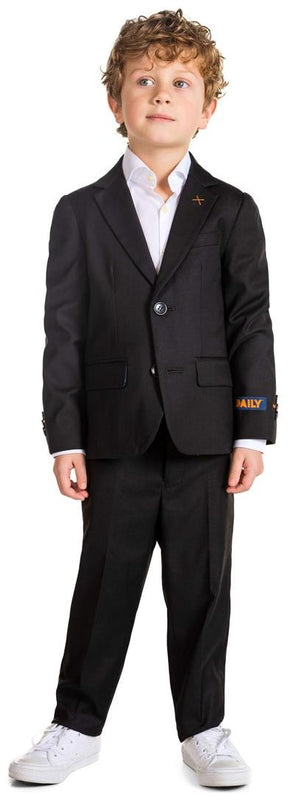 Stylish OppoSuits Daily Deep Black Boys Suit for Weddings Parties and Formal Events