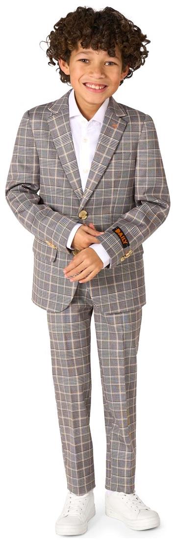 Stylish OppoSuits Daily Checked Tan Suit for Boys for Holiday Celebrations and Formal Events