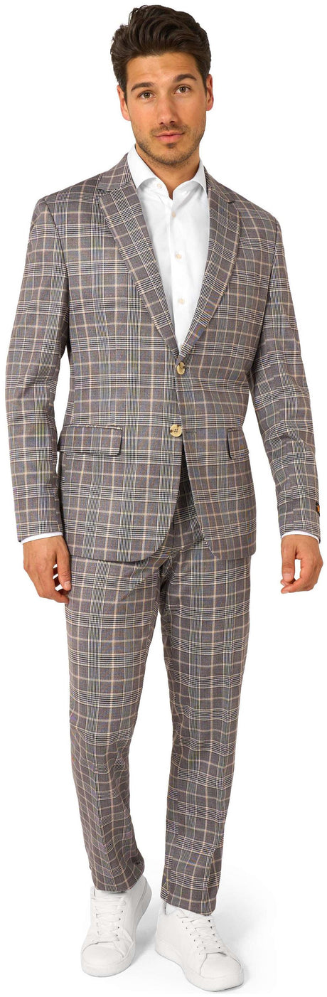OppoSuits Daily Men's Suits Daily Checked Tan