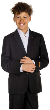 Stylish OppoSuits Daily Deep Black Suit for Teen Boys Halloween Parties Weddings and Classy Events