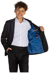 Stylish OppoSuits Daily Deep Black Suit for Teen Boys Halloween Parties Weddings and Classy Events