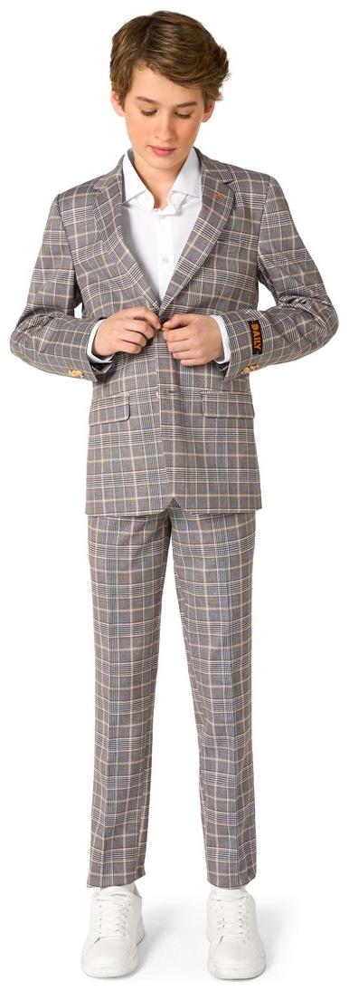 Stylish OppoSuits Daily Checked Tan Suits for Teen Boys Ideal for Parties and Special Events