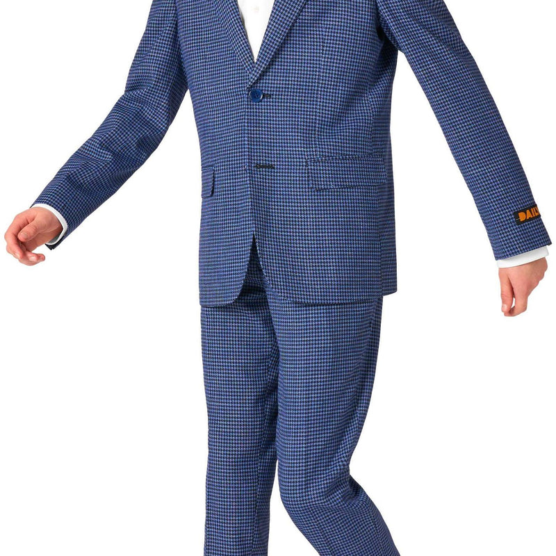 Stylish OppoSuits Daily Checked Navy Suit for Teen Boys Perfect for Formal and Casual Occasions