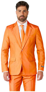 Stylish Solid Orange Suit for Elegance at Holiday Parties and Celebrations