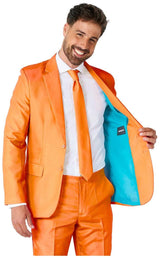 Stylish Solid Orange Suit for Elegance at Holiday Parties and Celebrations