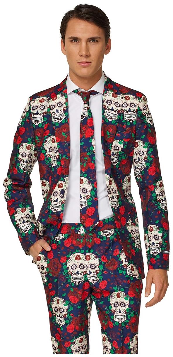 Stylish Suitmeister Men's Day of the Dead Costume for Halloween Parties and Festive Celebrations