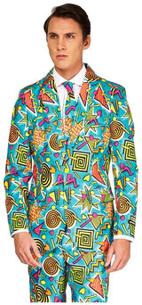 Retro Blue 90's Suit for Men Perfect for Parties Halloween and Themed Events