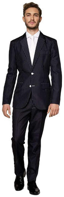 Suitmeister Men's Suits Gangster Pinstripe Black