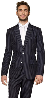 Suitmeister Men's Suits Gangster Pinstripe Black