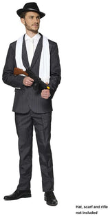 Suitmeister Men's Suits Gangster Pinstripe Black
