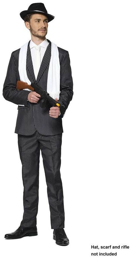 Suitmeister Men's Suits Gangster Pinstripe Black